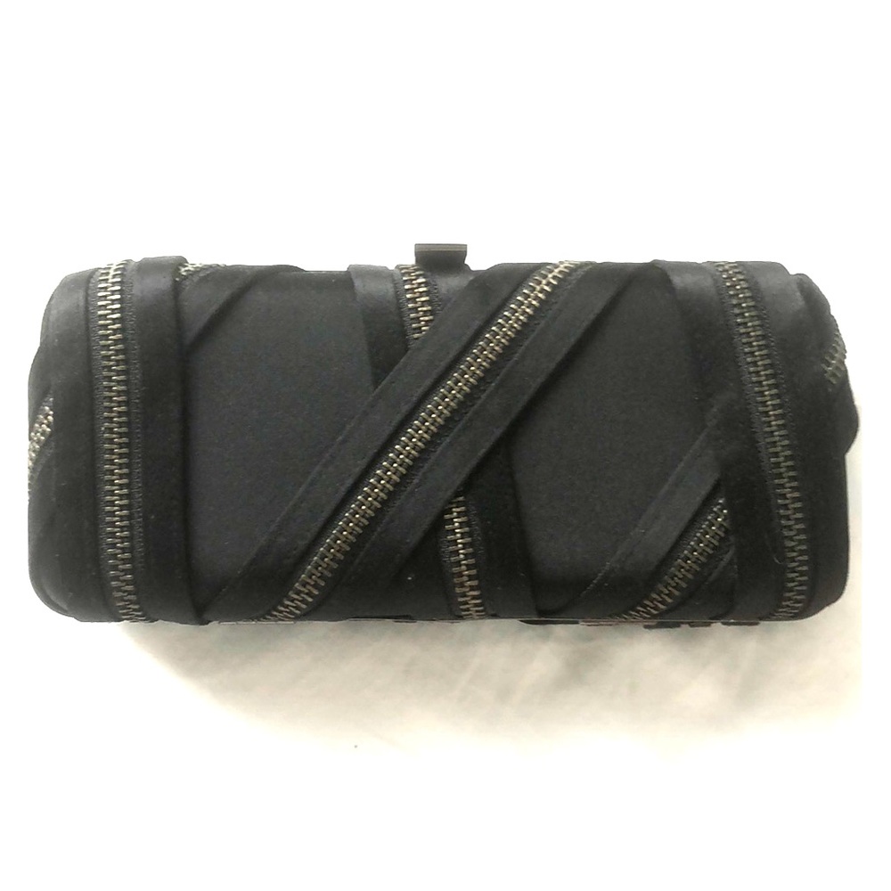 Sondra Roberts black satin clutch
